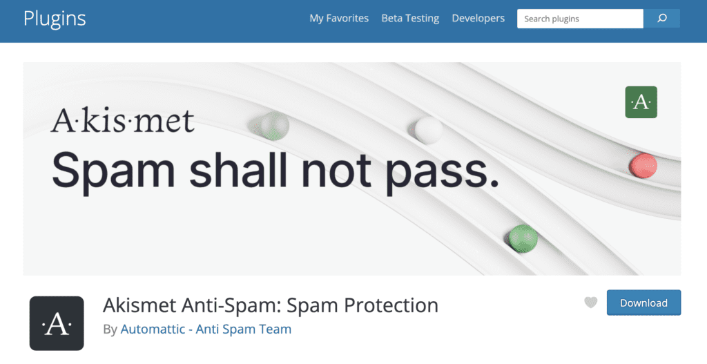Akismet Anti-spam plugin