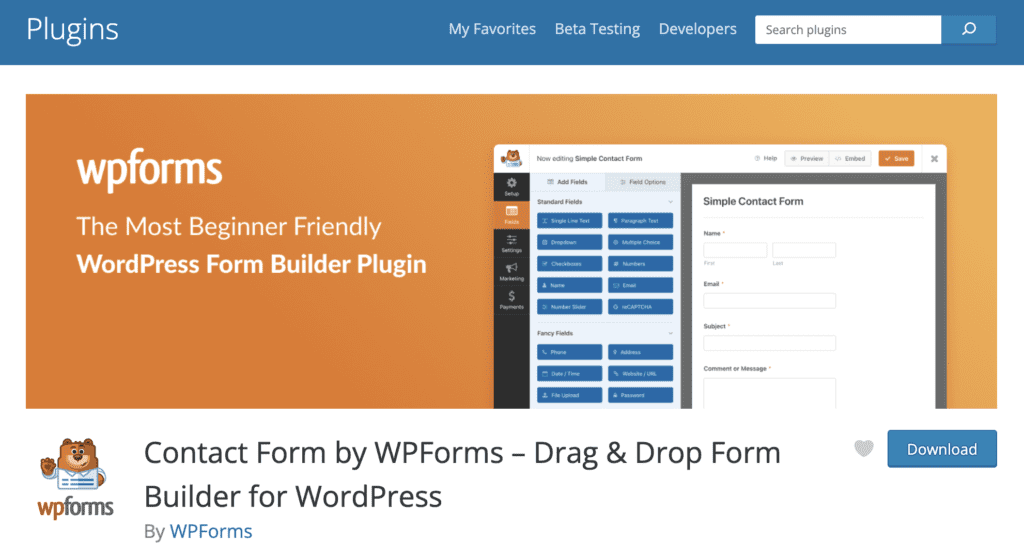 WPforms, plugin