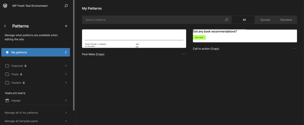 Patterns Template